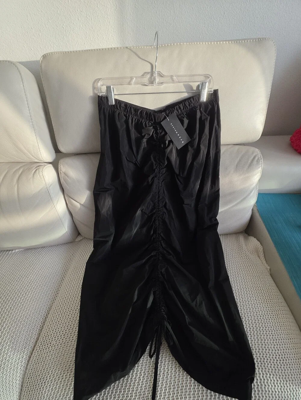 Bryn Walker Black Ruched Midi Skirt (Size M)